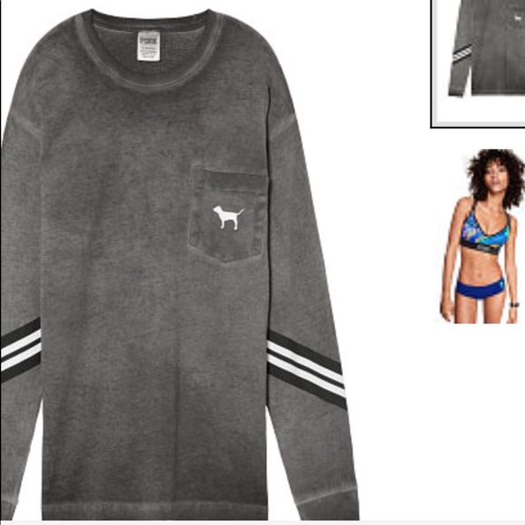 VS PINK CAMPUS LONG SLEEVE TEE SZ M - Picture 1 of 6